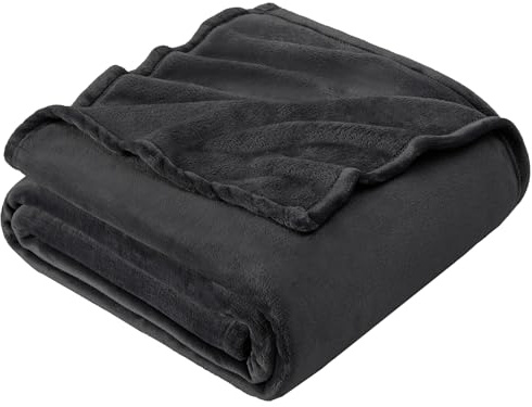 EHEYCIGA Throw XL Fleece Throw Blanket for Sofa 130x178cm, Charcoal | Soft Fluffy Blanket for Bed, Warm Large Throws for Adults, Fit All Season