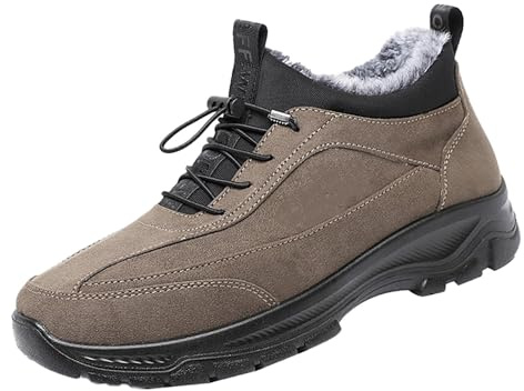 Generisch Scarpe invernali da uomo, imbottite, scarpe da trekking, antiscivolo, suola piatta, comode e calde, scarpe sportive in tinta unita, per attività all'aperto, escursionismo, grigio scuro, 38