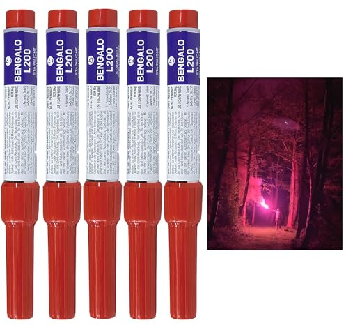 5 Bengalos L200 mit Reisszündung Signalfackel in Rot Gelb Grün Lila Weiß von Pyroweb I Feuerwerk Pyrotechnik der Kategorie 1 (Lila)