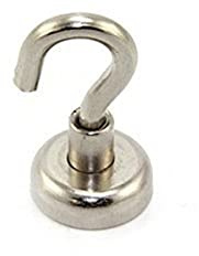 Neodym klämmagnet med M4-krok för upphängning, hållning eller visning av föremål – 16 mm diameter x 32 mm hög – 9,7 kg drag