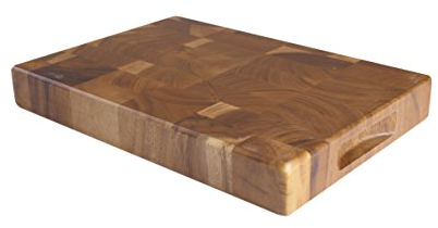 T&G Tuscany Rectangular End Grain Chopping Board with Finger Grooves in Acacia, Medium, 38 x 26 x 4 cm