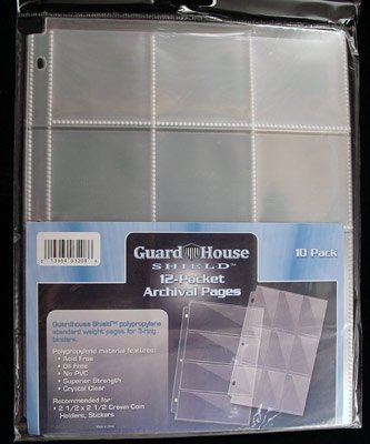 GuardHouse Shield 12 Pocket Coin Storage Pages for 2.5x2.5 Holders Pack of 10