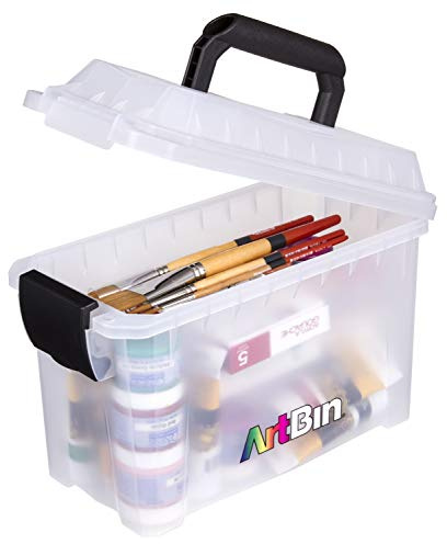 ArtBin 6815AG Mini Sidekick Carrying Case, Portable Art & Craft Organizer with Handle, [1] Plastic Storage Case, Clear