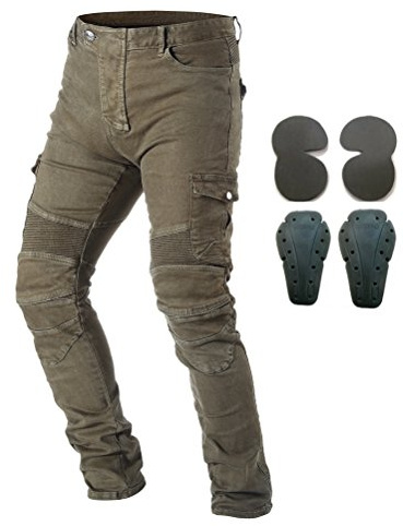 Takuey Men Motorcycle Riding Pants Racing Jeans with 4 X Knee Hip Pads Army Green L