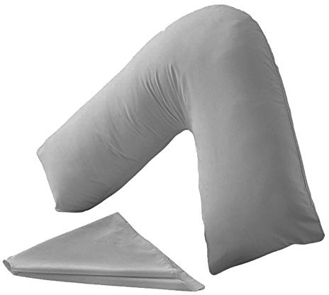 NIGHTZONE Orthopaedic V-Shaped Pillow Extra Cushioning Support For Head, Neck & Back (Grey, Complete With Pillow)