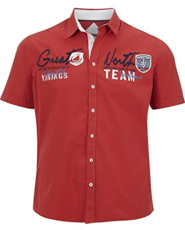 Jan Vanderstorm Kortärmad skjorta för män, Freydis, röd, 5XL