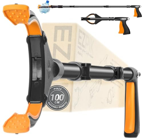 EZPIK® Pinza Recoge Objetos de 100 cm - Mano Extensible con Imán Telescópico - Regalos para Ancianos, Personas Mayores y Minusválidos - para Basura y Fruta [Negro, 1 Unidad]