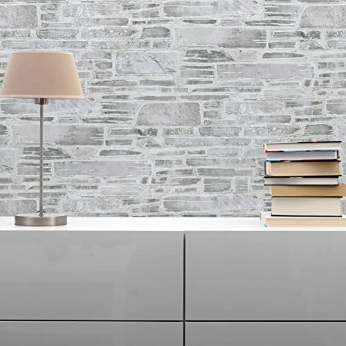 TADESSI Tapet stenutseende Ricco M1-No.195 papperstapet grå beige stentapet stenvägg vardagsrum sovrum kök