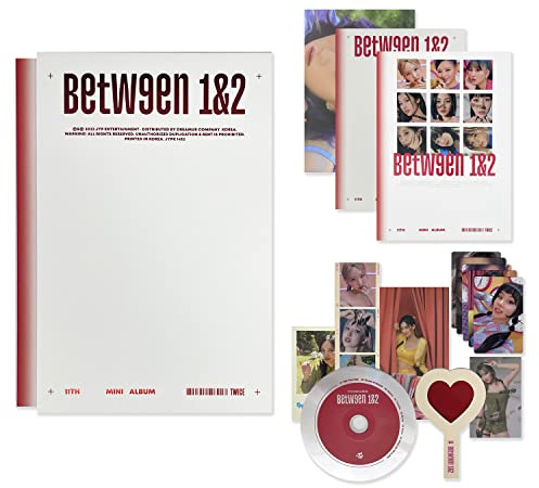 TWICE - [BETWEEN 1&2] (Complete Ver.) Photobook + CD-R + BOX + Polaroid + Postcard + Sticker + Message Photocard + Heart Glass + Folded Poster + Photocard + 2 Pin Button Badges