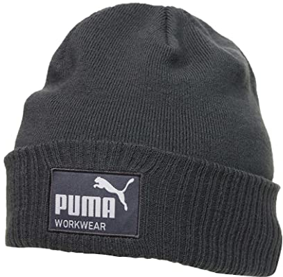 PUMA Workwear Mütze Herren Winter Beanie - Strickmütze mit Wärmepolsterung für Ohren, Atmungsaktive & Elastische Wintermütze - Oeko-TEX Zertifiziert, Perfekt für Outdoor Aktivitäten - Stahlgrau