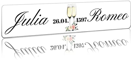 Finest Folia Matrícula de Boda Personalizada – Pegatina o Cartel para Coche con Nombre de los Novios y Fecha – decoración de Coche de Boda con diseño Propio (05 Champán, Inserto de plástico)