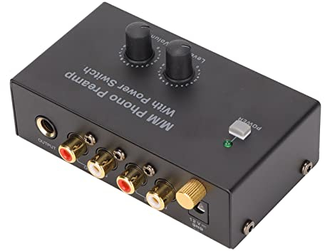 Préampli pour Platine Vinyle Phono, Préampli Audio avec Adaptateur DC 12V, Préamplificateur Audiophile Hi-FI à Double Gain, pour Lecteurs de Disques Vinyle, Platines, Stéréos