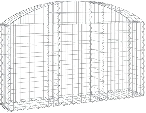 Tidyard Panier de Gabions Arqué Cage à Gabion, Gabion pour Pierres en Fer Galvanisé Barrière de Jardin ou Patio 150x30x80/100 cm