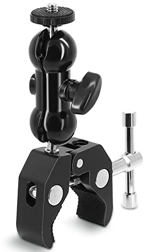 FAEFTY Super Clamp Tripod, Magic Arm mit Super clamp and 360¡ãKugelkopf, Kamerahalterung Klemme mit 1/4 und 3/8 Gewinde f¨¹r Kameras, LCD-Monitore, LED-Blitzger?te, DSLR