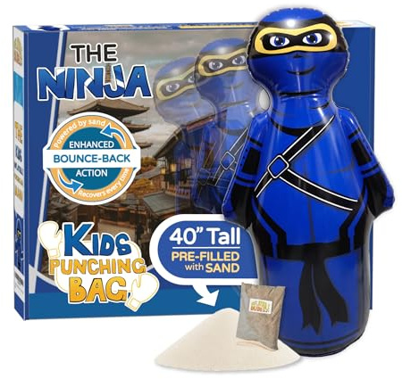 INFLATABLE DUDES Ninja Toy 40 Inches -Kids Punching Bag | Already Filled with Sand| Bop Bag | Inflatable Bopper | Boxing | Ninja Birthday Party | Punching Bag for Kids- (Little Dudes Nobi)