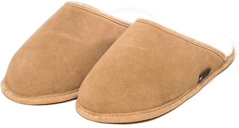 kitz-pichler Pantuflas de piel de cordero Maha para hombre y mujer | Zapatillas de casa de auténtica piel de cordero, Marrón, 39 EU