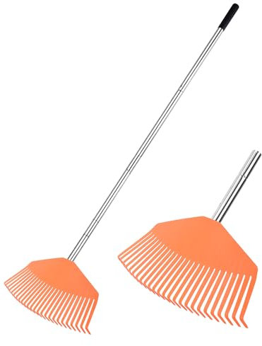 YEELOR 16.5-Inch Wide Adjustable Handle Leaf Rake - Plastic Rake Head, Lightweight & Compact, Used for Leaf Collection, Suitable for Small-Scale Cleanup, Ideal for Seniors and Kids
