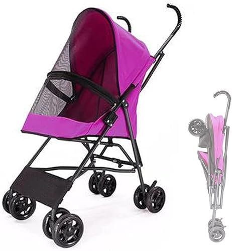 Atmungsaktive Hundekinderwagen, Haustierbuggys für kleine Hunde, Schirmstruktur, leichter Haustierbuggy für Katzen, Welpen- und Kätzchentrage für kleine Hunde (Grün) (Rosenrot)