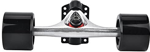 SUNFECILI 2pcs Skateboard Truck Alloy Skateboard Set Trucks, 70 X 50mm Wheels, Risers, ABEC - 9 Bearings, Bolts and Nuts Black Skateboard Wheels and Bearings Set (silver axis black wheel)