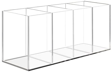 Dokeno Rangement Stylo, Pot à Crayon en Acrylique Transparent, Pot à Pinceaux Maquillage, 4 Compartiments Porte-Stylo Acrylique, Organisateur de Bureau pour Papeterie, Bureau, Maquillage