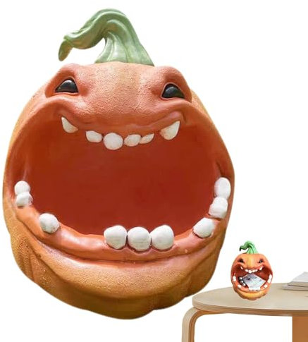 Porte-clés de monstre de citrouille d'Halloween, conteneur de stockage de statue de citrouille en résine, conteneurs de bonbons créatifs pour tours ou friandises de citrouille pour cadeaux de fête