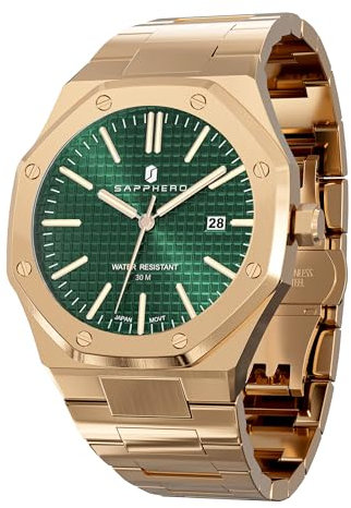 SAPPHERO Uhren Herren 30M wasserdichte Armbanduhr Herren Edelstahl/Lederarmband Armband Chronograph Anti-Kratzer-Uhr Herrenuhr Silber Analoge Quarzuhr Business Casual Watch mit Date
