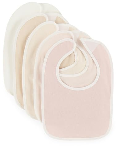 Bieco Ella Lot de 5 bavoirs imperméables en tissu éponge avec fermeture Velcro pour nouveau-né et bébé Rose