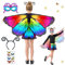 Schmetterling Sling Umhang für Kinder, 5 Pcs Schmetterlingsflügel für Mädchen Mit Maske, Tutu Rock, Tüllrock Haarreif Tattoos Schmetterling Flügel Kostüm, Feenflügel Prinzessin Elfen 117 x 47cm (A)