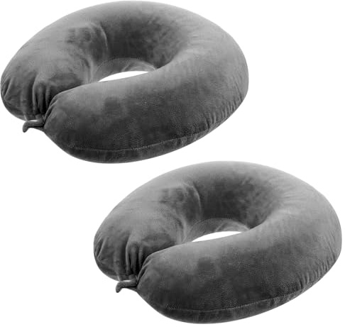 Lnngub 2-pack nackkuddsöverdrag, resa nackkudde fodral u-format nackkudde fodral bekvämt nackkudde överdrag tvättbart flygplan kuddfodral (endast kuddfodral, inget fyllning) (djupgrå)