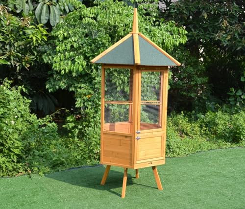 Mucola Vogelvoliere 74x74x194 cm Vogelkäfig Vogelhaus aus Holz Freiflugvoliere Außenvoliere Vogelgehege Papageienvoliere