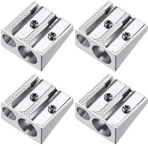 ROMAXO 3pcs Aluminium Pencil Sharpener Double-Hole Sharpener for Artist Sketching Pencils Eyebrow Pencil Stationery Strong Metal Sharpeners School Supplies