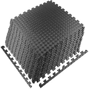 Sol Salle de Sport 20 Dalles en Mousse sans BPA + Bordures 30cm x 30cm Salle de Fitness Matelas Puzzl Tatami ÉVA Caoutchouc pour Gym, Musculation, Salle de Sport, Garage