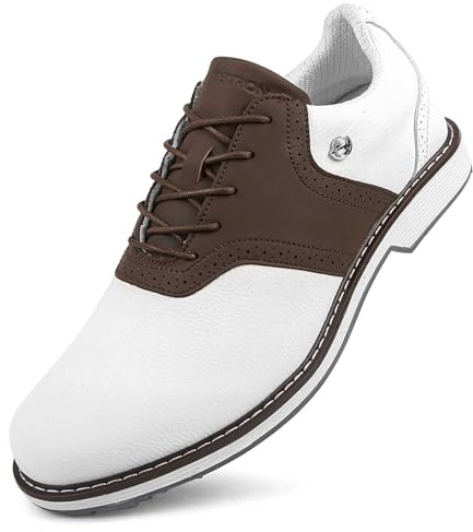 PENXZT Chaussures de Golf pour Hommes, imperméables, Semelles Fixes sans Clous, légères et antidérapantes, Baskets d'entraînement de Golf en Plein air,C,49 EU