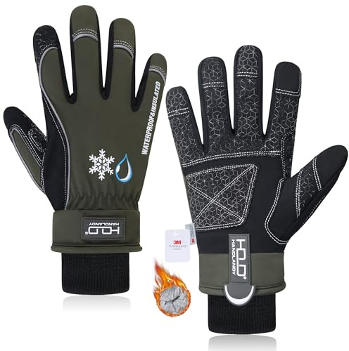 HANDLANDY HLDD Guanti invernali impermeabili e antivento per uomo e donna, guanti touch screen con fodera termica per il freddo, caldi guanti da sci, snowboard e corsa