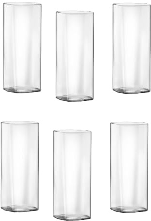 COSE DA CASA Set di 6 bicchieri Bibita 41cl Liquori cocktail e bevande long drink in vetro soffiato SON.hyx leggero brillante resistente Elegante bicchiere top class square beverage forma quadra