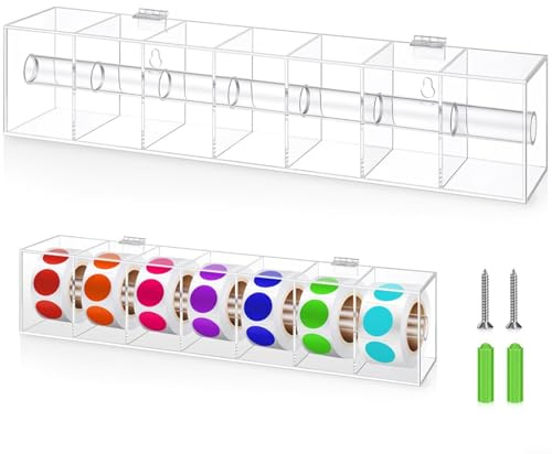 Advokingtap Acrylic Sticker Roll Holder Sticker Roll Dispenser Holder Day Dot Dispenser Food Date Labels Stickers, With 46 Square Slots 2.17 Inches Apart For Efficient Dispensing(B)