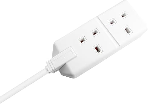 Masterplug Two Socket Double Extension Lead, 4 Metre Cable, Unswitched, Heavy Duty, Rewireable, 2-Way Plug Extension Cable, Work Power, Permaplug, White, 13A, 2G, 4m, EXS1324W