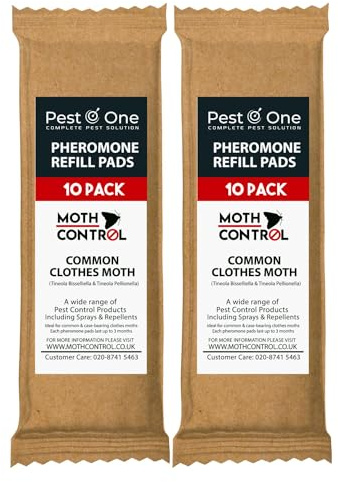 Clothes & Carpet Moth Pheromone Trap Refills (20 Pads) – Non-Toxic Monitoring Sheets for Wardrobes, Storage & Home – Safe for Kids & Pets, Odourless, Eco-Friendly Refill Pack