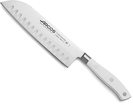 Arcos 233524 Serie Riviera Blanc - Santoku Messer Messer Asiatischer Art- Klinge aus Nitrum geschmiedetem Edelstahl 180 mm - HandGriff Polyoxymethylen (POM) Farbe Weiße
