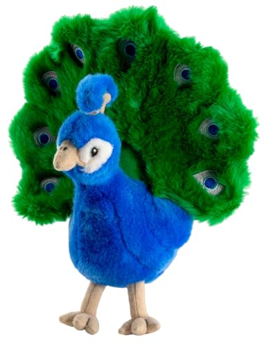 Carl Dick Pfau, Vogel, Plüschtier, Kuscheltier ca. 25cm hoch, Durchmesser Federkleid ca. 22cm 3055
