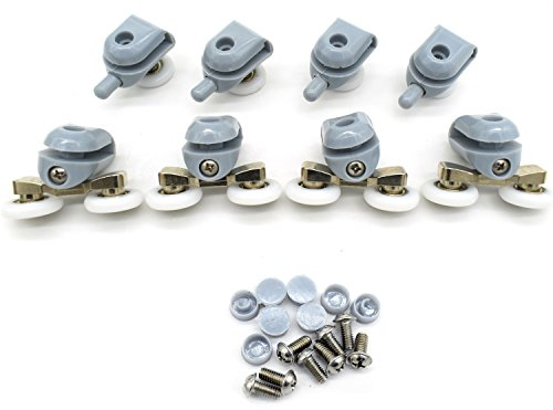 YUANQIAN 8 roulettes haut et bas pour porte de douche - Porte coulissante - Poulie - Pièces de rechange 22 mm de diamètre - Salle de bain (22mm)