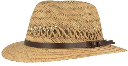 Breiter Cappello di Paglia per Bambini Cappello Estivo Cappello da Sole - 100% Paglia - per Bambini e Bambine - Extra Leggero e Confortevole con Finiture in Similpelle Naturale 55