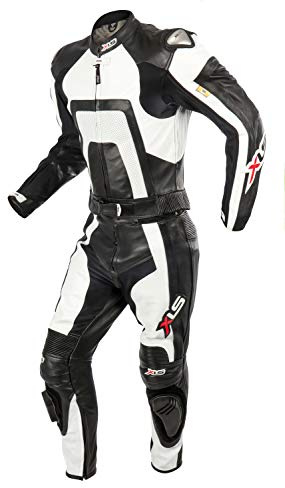 XLS Bottes en cuir pour homme, ensemble en deux pièces, noir et blanc, en cuir véritable, bottes de moto (56)