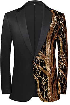 PYJTRL Blazer à Paillettes en Velours coloré Violet Tendance pour Homme, Noir, XX-Large