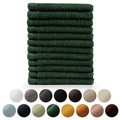Blumtal - Handduksset - 12-pack - Ansiktshandduk - Tvättlapp - Handduk - Mjuk och absorberande - 100% bomull - Oeko-TEX®-certifierad - Mörkgrön