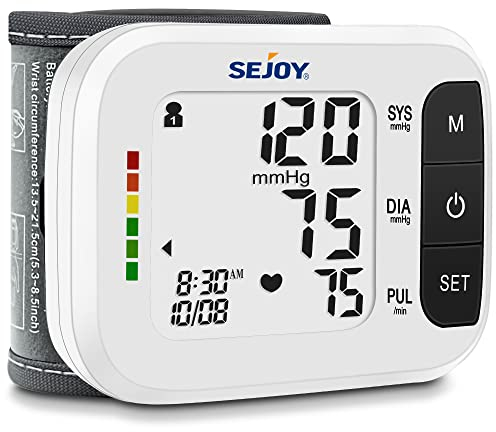 Blood Pressure Machine Blood Pressure Monitor Large Cuff BP Machine Wrist Digital BP Monitor with Irregular Heartbeat Detection Large Display 120 Readings Memory 2 Users with Batteries for Home Use