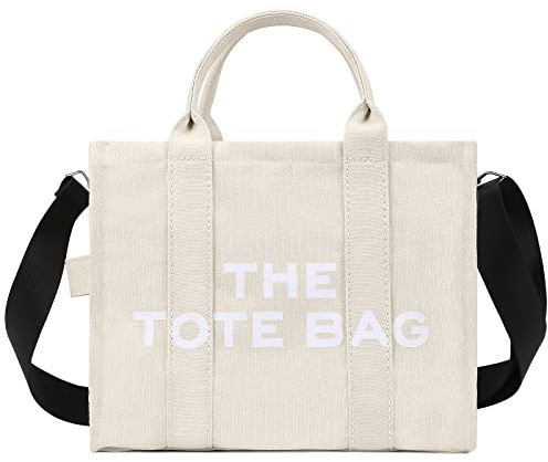 DKIIL NOIYB Women's Canvas Tote Casual Crossbody Shoulder Bag With Zipper Double Shoulder Straps for School Shopping Work Travel