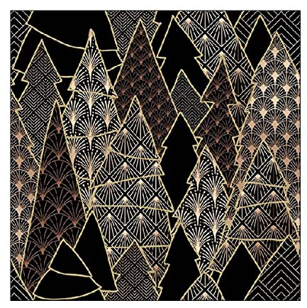 Ambiente - Weihnachten Papierservietten - Luxury Trees, Black - Schwarz/Gold - 33 x 33cm