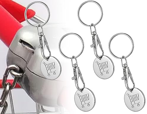 ZoeTekway 4 pezzi di chip per carrello della spesa, portachiavi per chip di sblocco del carrello della spesa, sbloccatore per carrello della spesa.