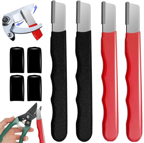 4 Pezzi Affilacoltelli Professionale, Portatile Rapido Affilacoltelli, Multiuso Affila Coltelli Professionali, Affila Coltello per Attrezzi da Giardino, Sicuro e Facile da Usare (Nero + Rosso)